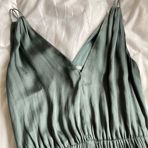 H&M metallic blue-gray satin gown